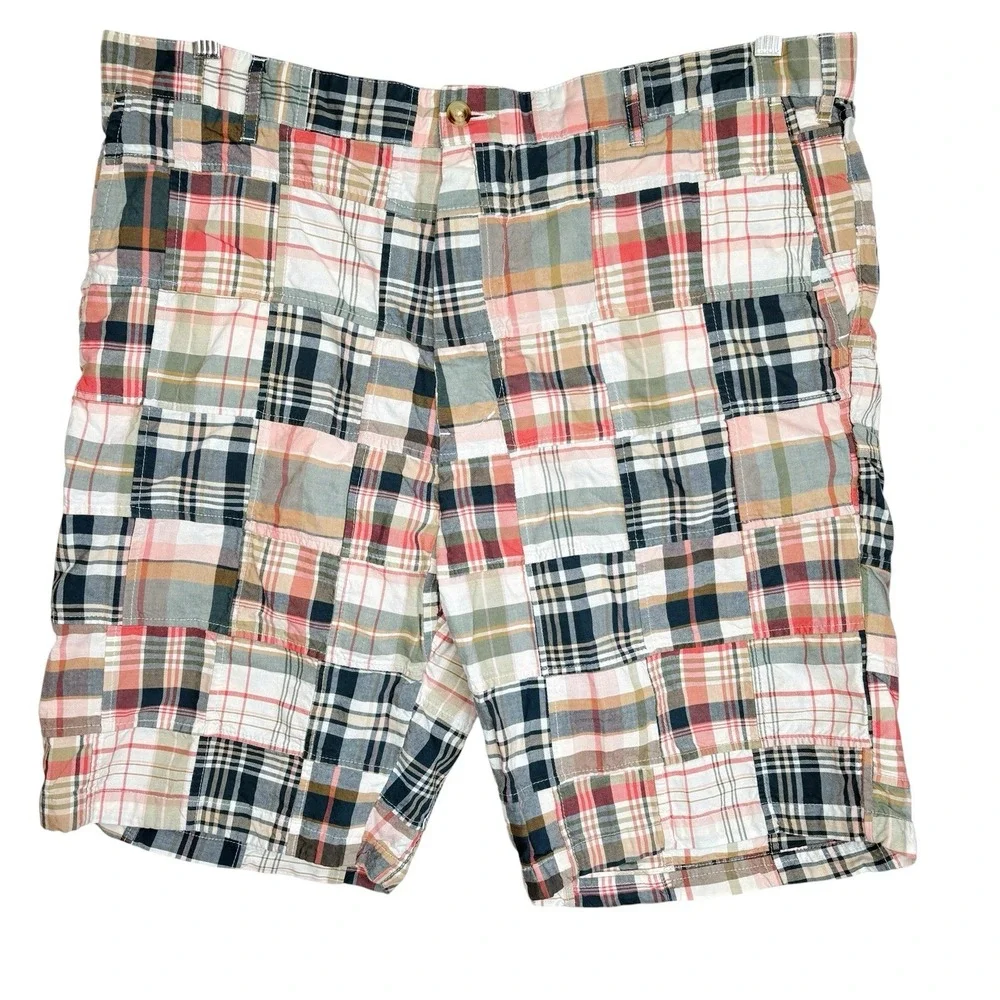 Castaway Nantucket Island Cisco Madras Patchwork Shorts 40 Preppy Plaid Cotton